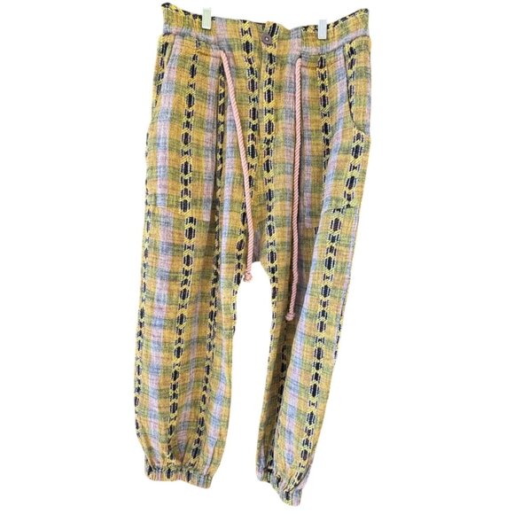 Free People Womens Small Desert Heat Harem Pants Knit Yellow Combo Southwestern - Picture 6 of 15